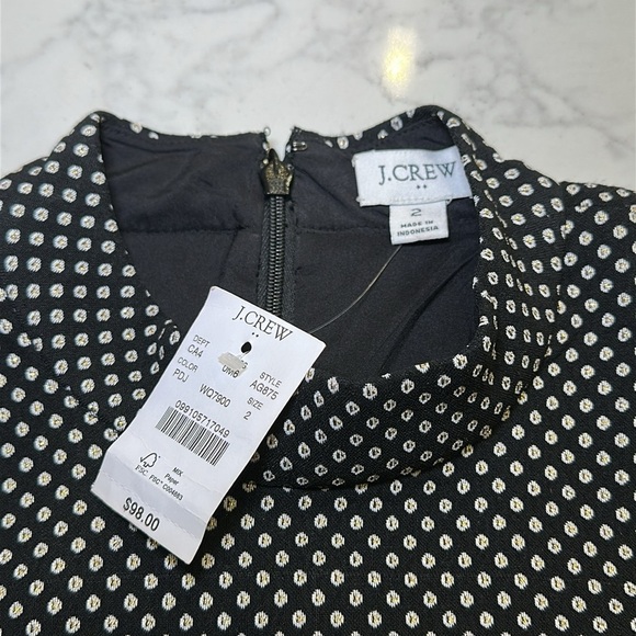 NWT J.Crew Mock Neck Jacquard Sheath Dress in Black/Metallic Gold Size 2 - Picture 3 of 8